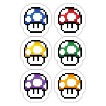 1-Up Mushrooms (8-bit) ×6 Sticker