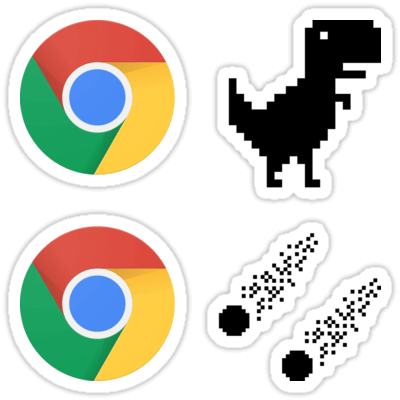 Chrome + T-Rex Dinosaur (Black) Sticker