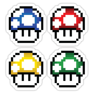 1-Up Mushrooms (8-bit) ×4 Sticker